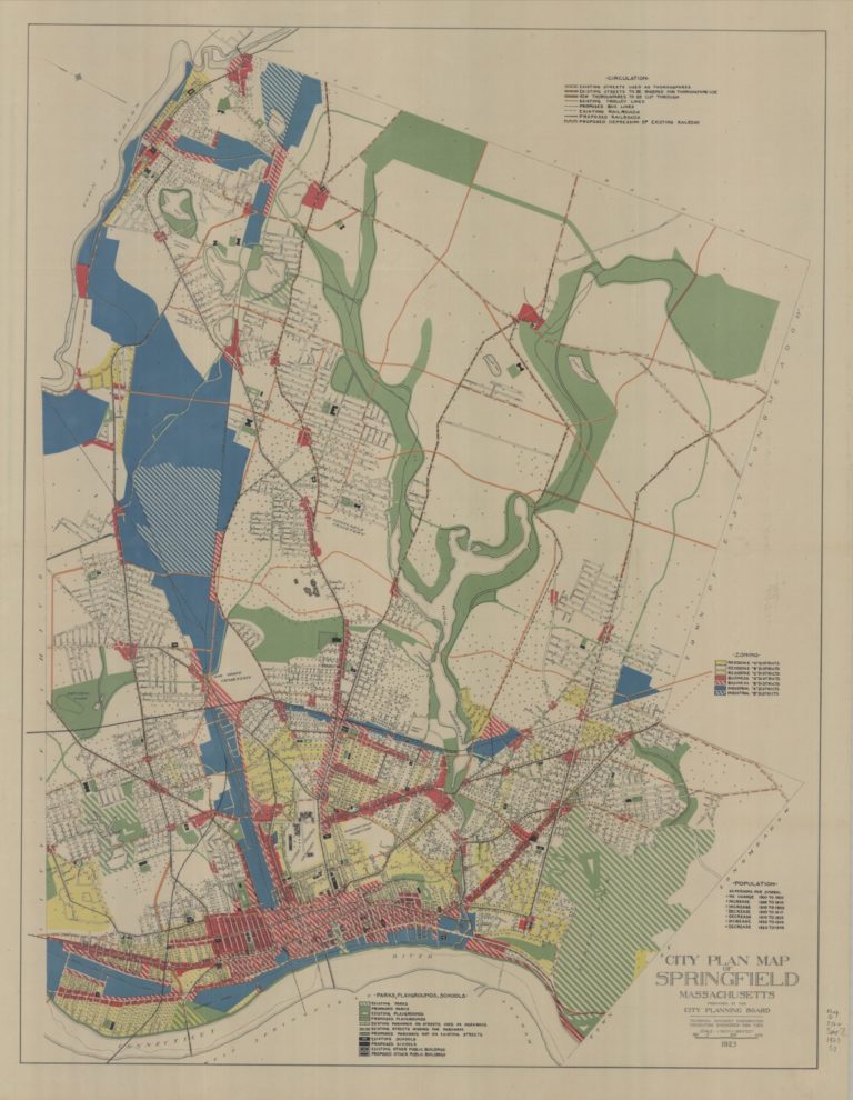 City plan map of Springfield, Massachusetts (1923). 1:12,000. [Springfield, Mass.: s.n.], 1923. Cornell University Library Collection.