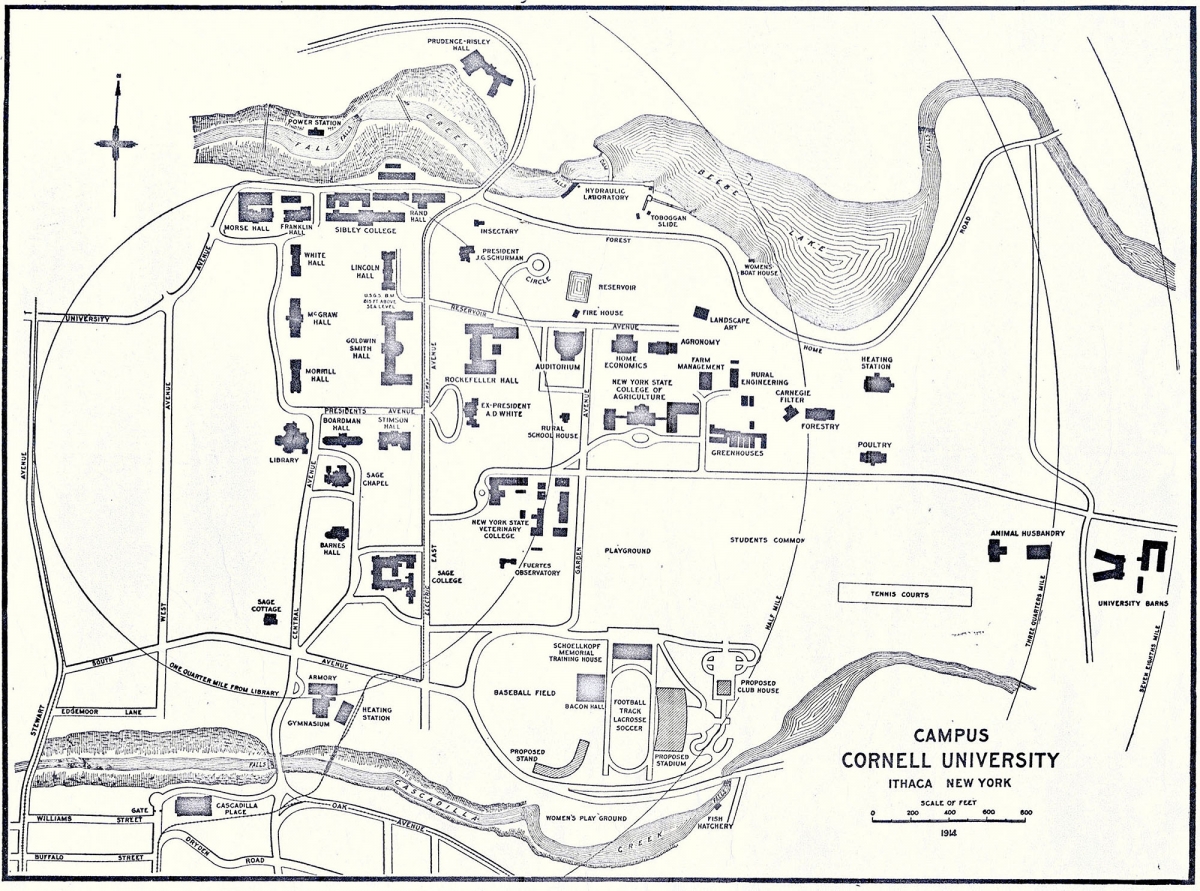 Map of Cornell University Campus, 1914
