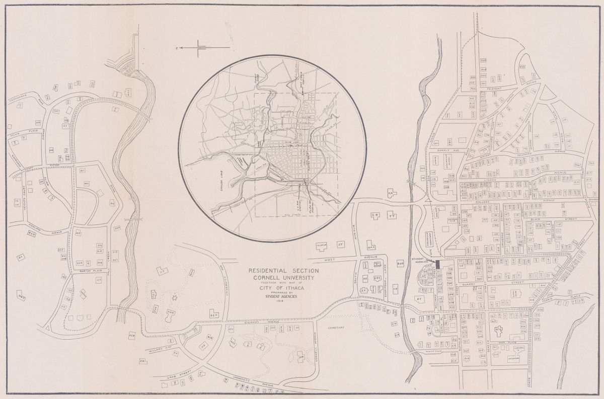 Map of Residential areas of Cornell campus, 1914